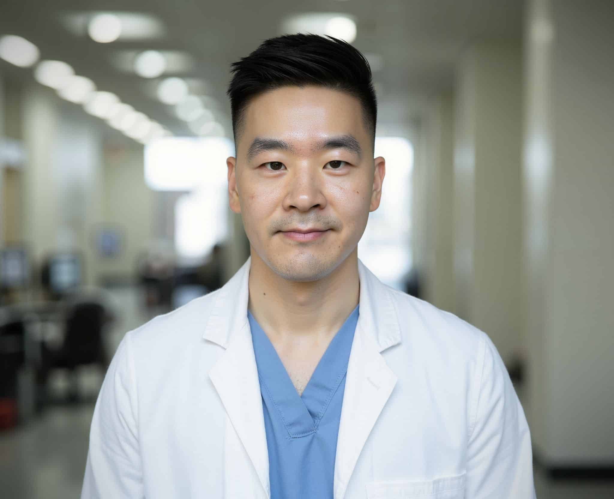 a man in a white coat